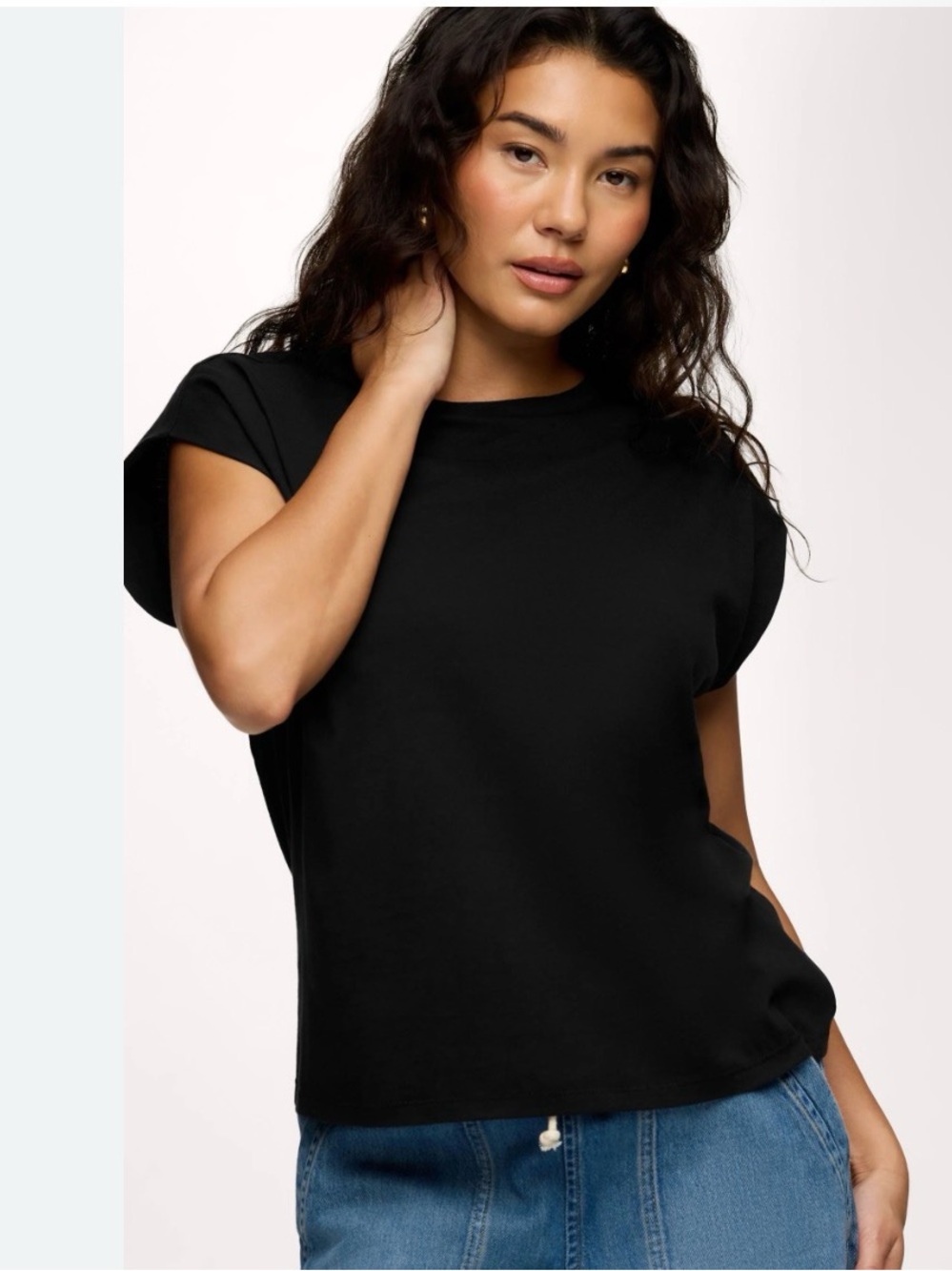 A New Day Black Cap Sleeve Muscle Tee Top NWT XS 100% Cotton